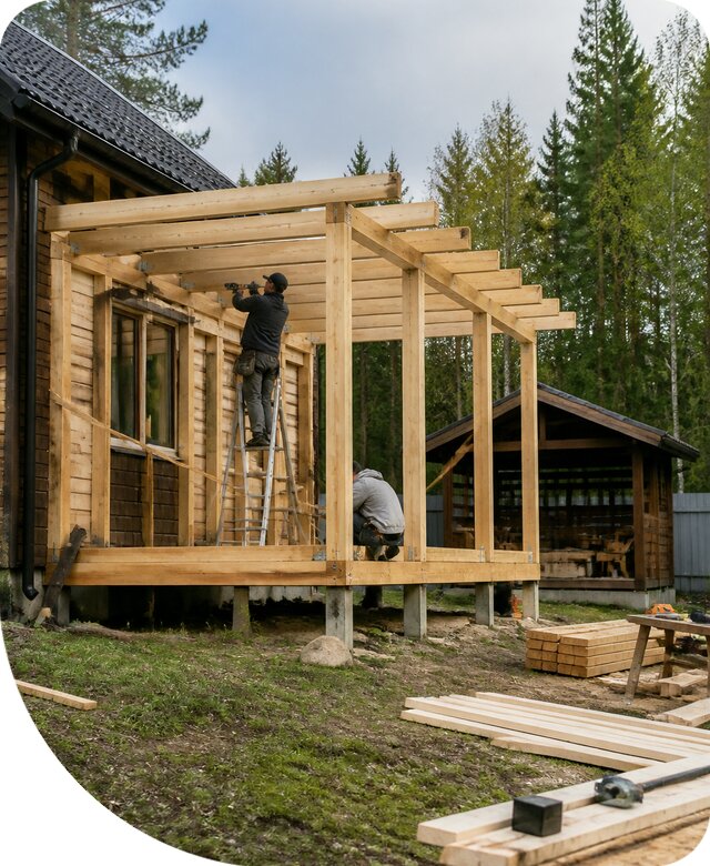Строительство пристроек и построек на участке в Мирном