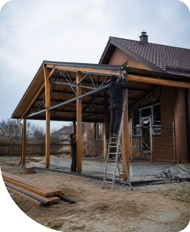Пристройка навеса к дому и участку в Мирном под ключ